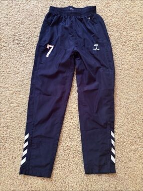 Hummel Navy Kids Joggers with White Chevron and Number 7